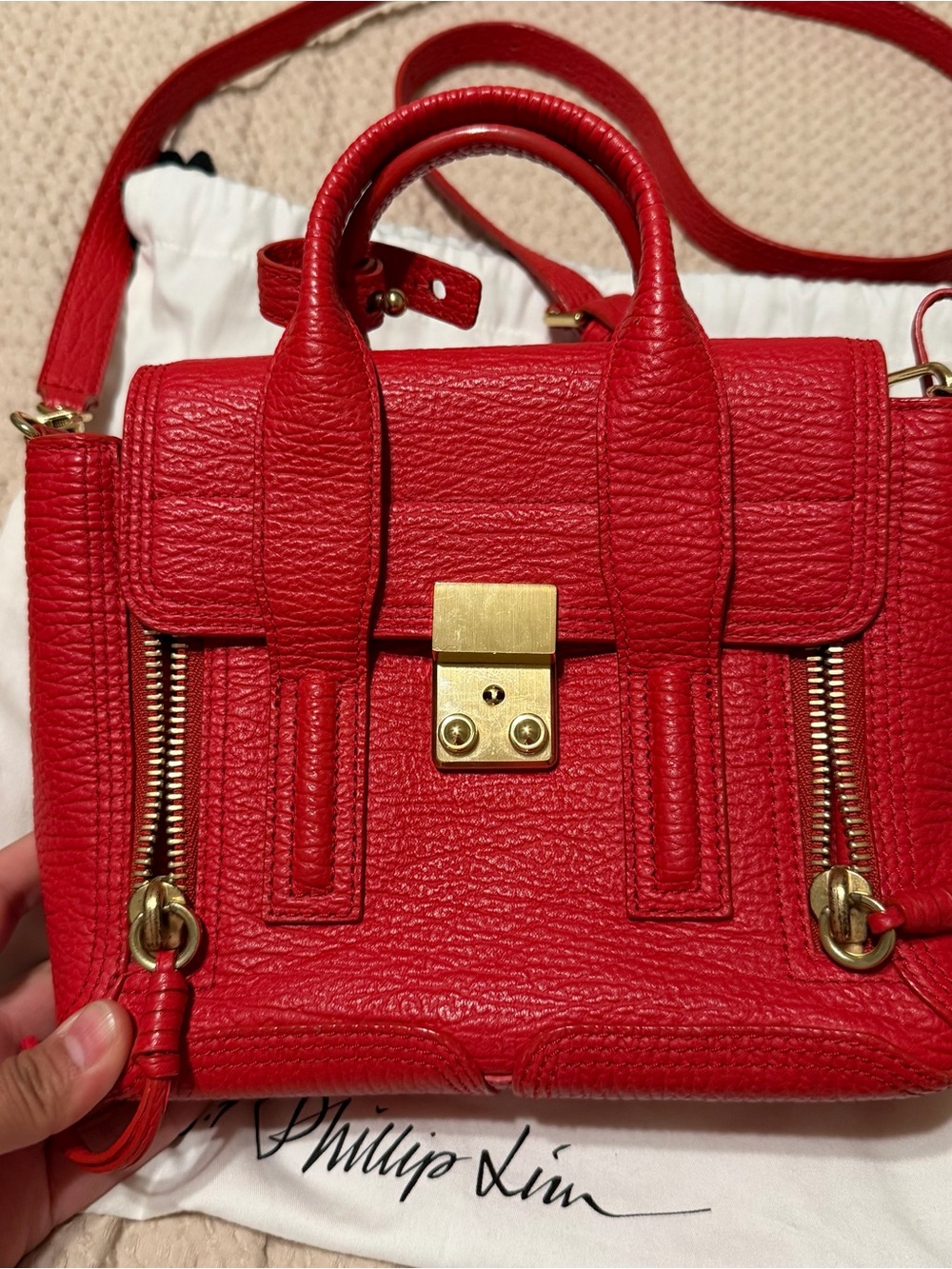 3.1 Phillip Lim Bright Red Mini Satchel with Gold Hardware - Picture 2 of 7